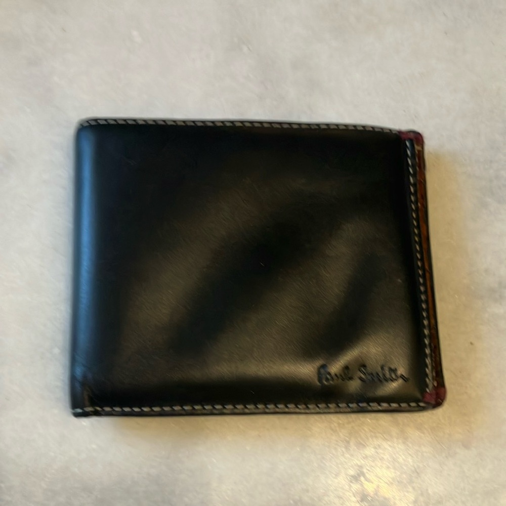 Paul Smith Black Leather Wallet with rare signature cars